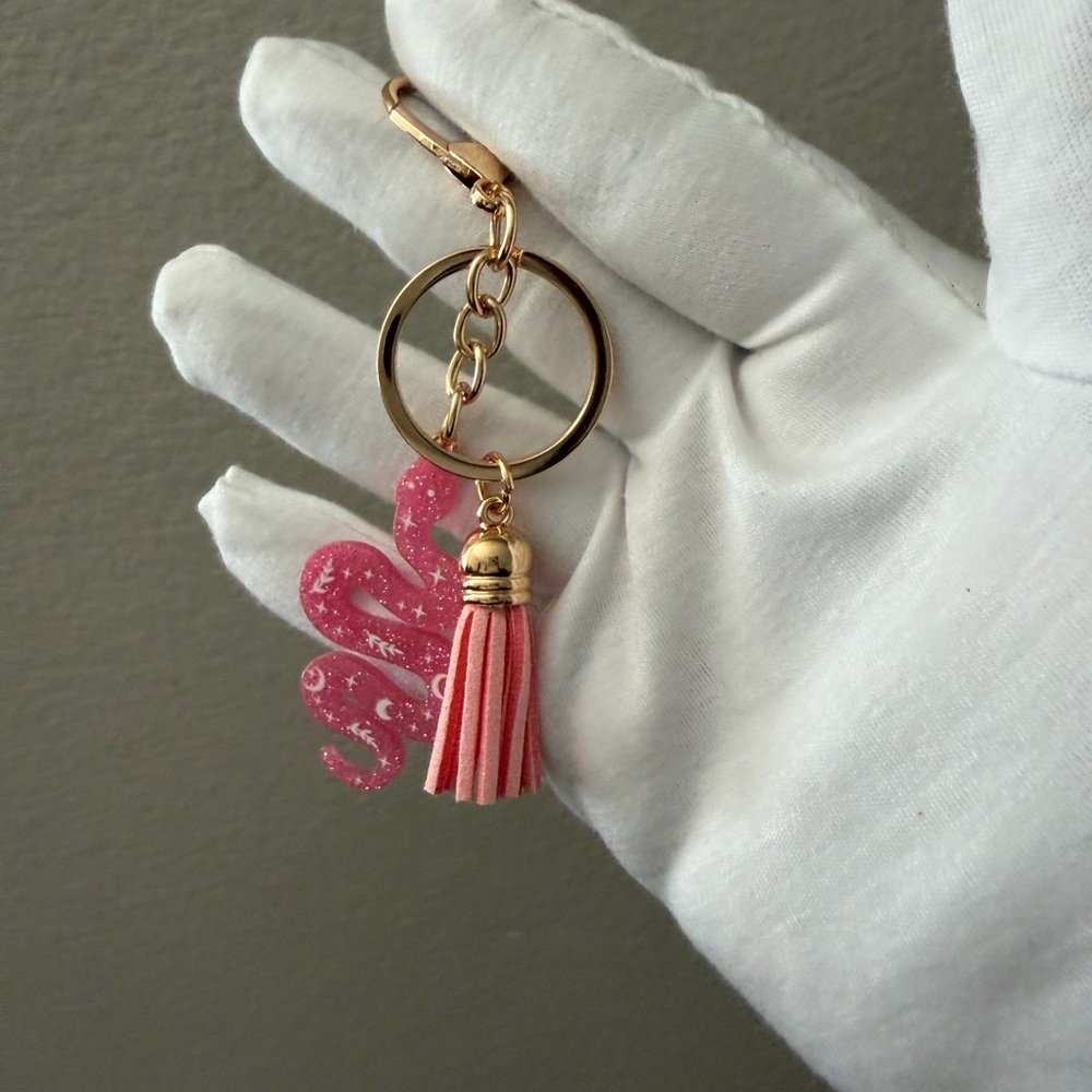 Pink Butterfly Keychain with Tassel
